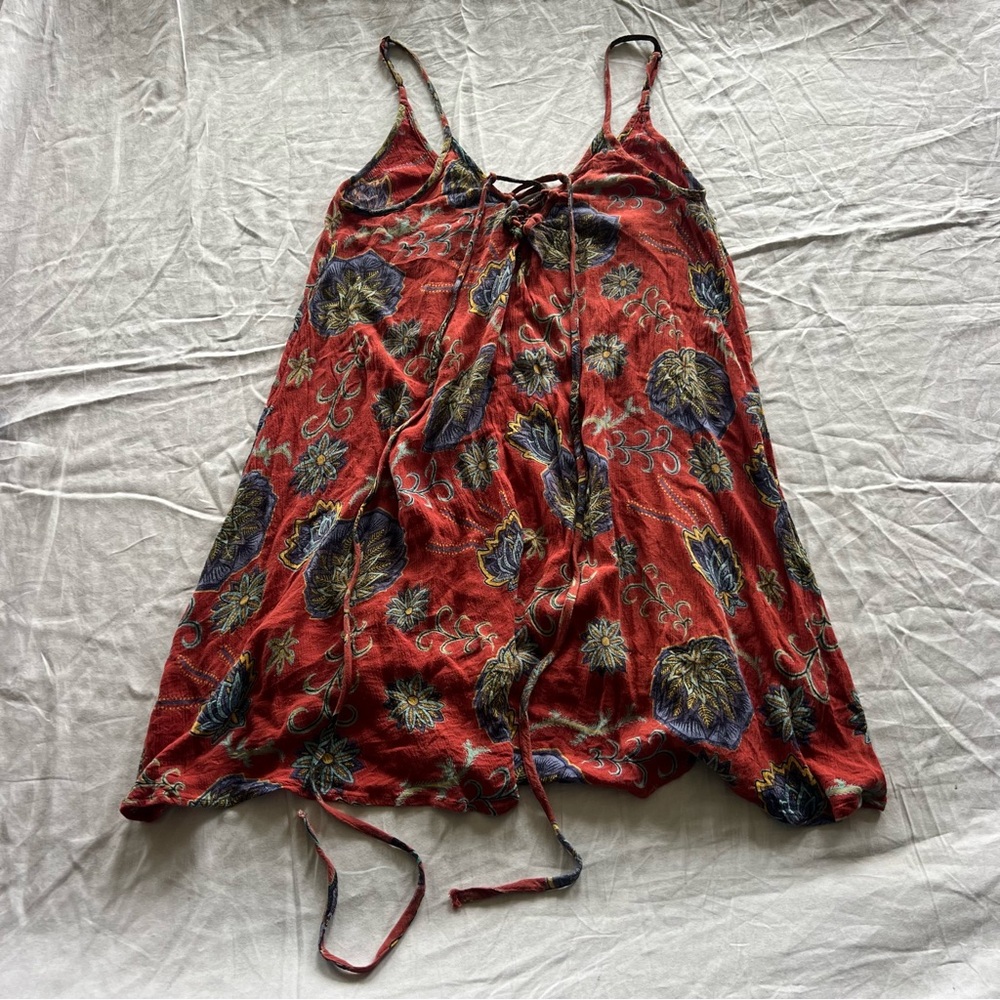 Floral Red and Blue Sleeveless Roxy Dress